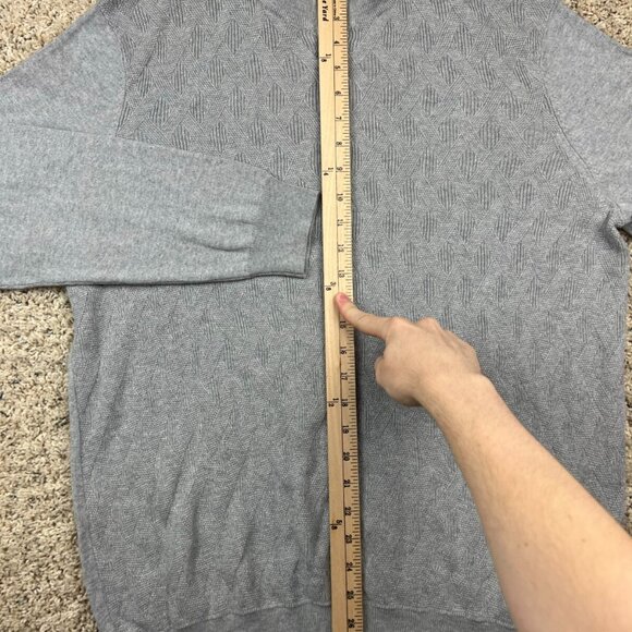 Joseph Abboud 1/4 Zip Sweater Mens Large Gray Cotton Cashmere Textured Diamond - Picture 2 of 7